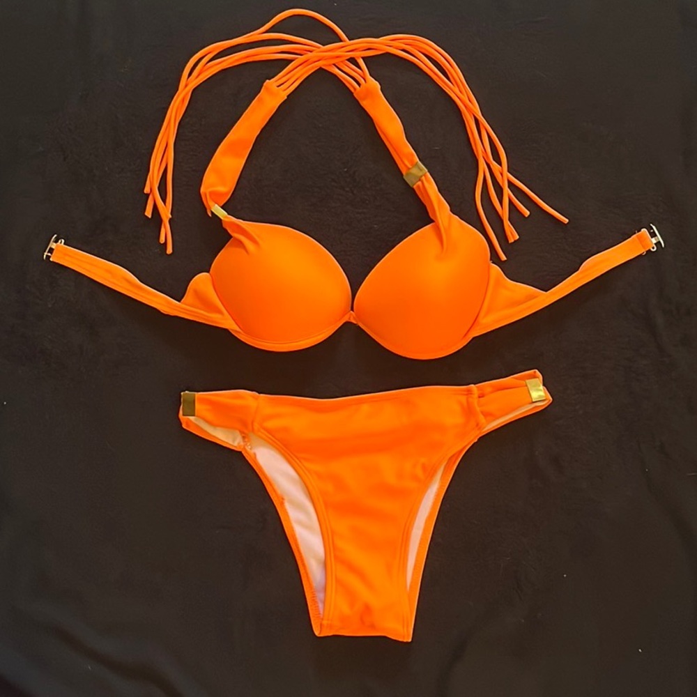 Women’s M Orange Bikini with Gold hardware